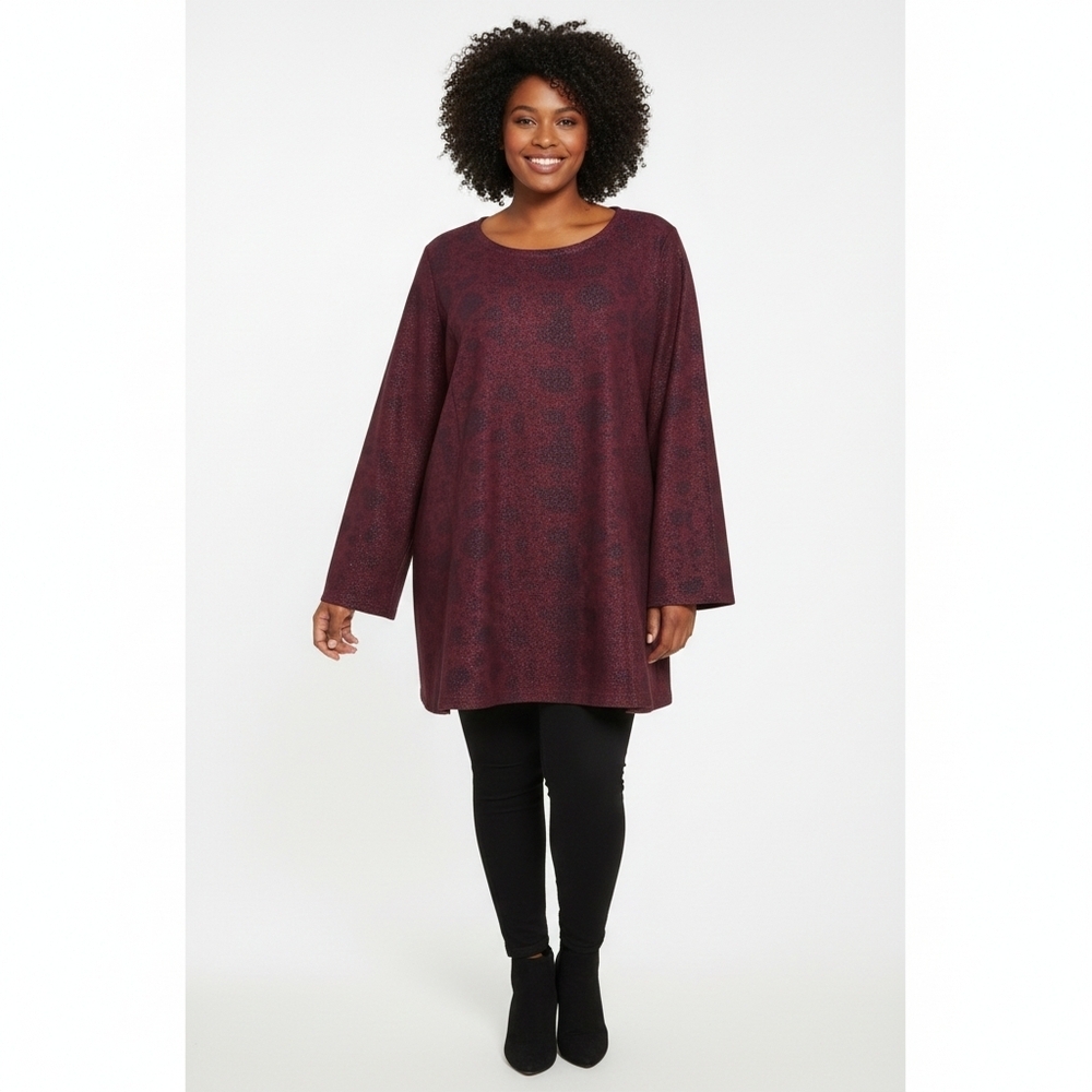 🍒 Soft Surroundings Top Womens 3X Burgundy Scoop Neck Long Sleeve Casual Ladies
